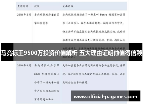 马竞标王9500万投资价值解析 五大理由证明他值得信赖